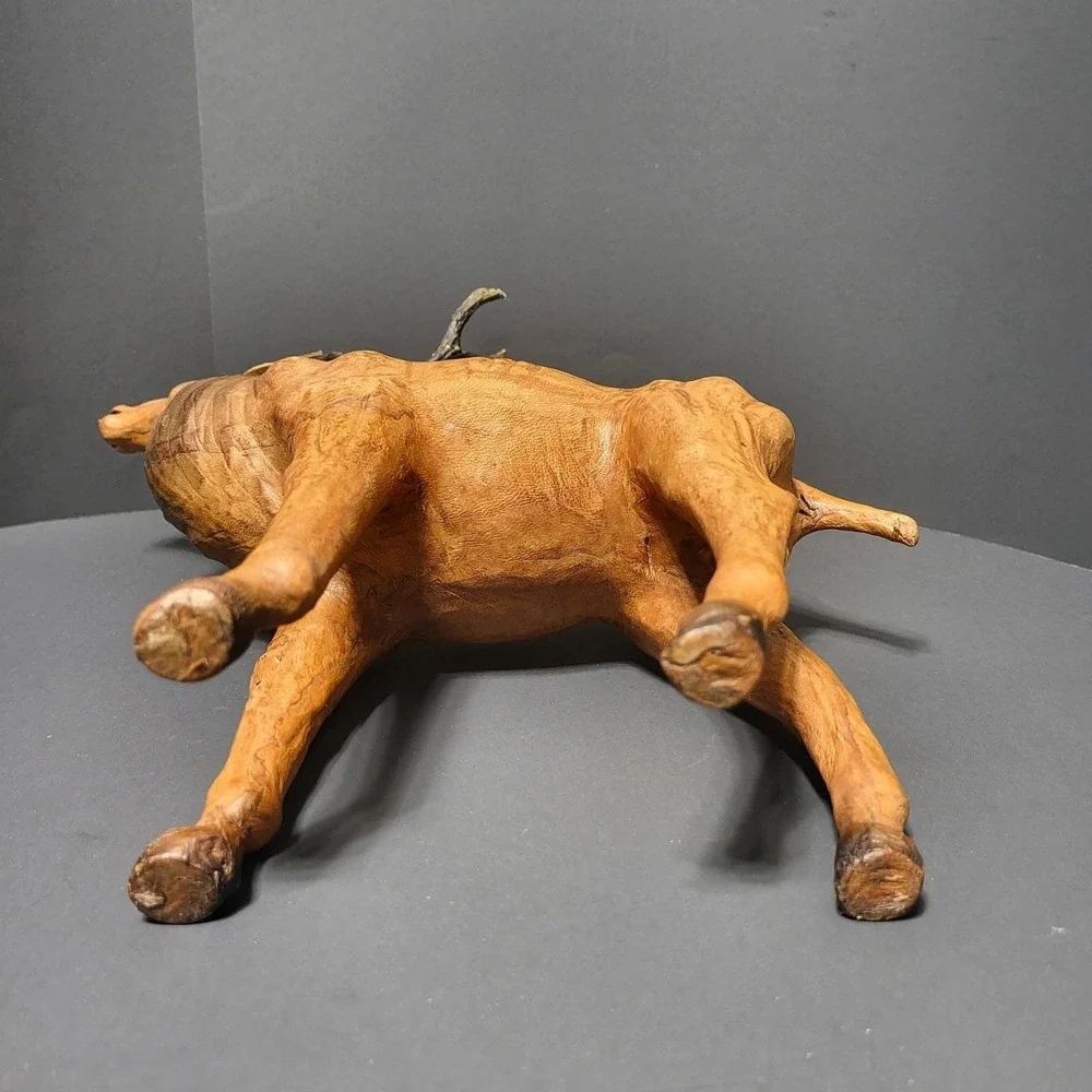 VTG Leather Wrapped Deer Figurine Standing Buck Rustic Cabin Decor 1960's - Picture 5 of 8